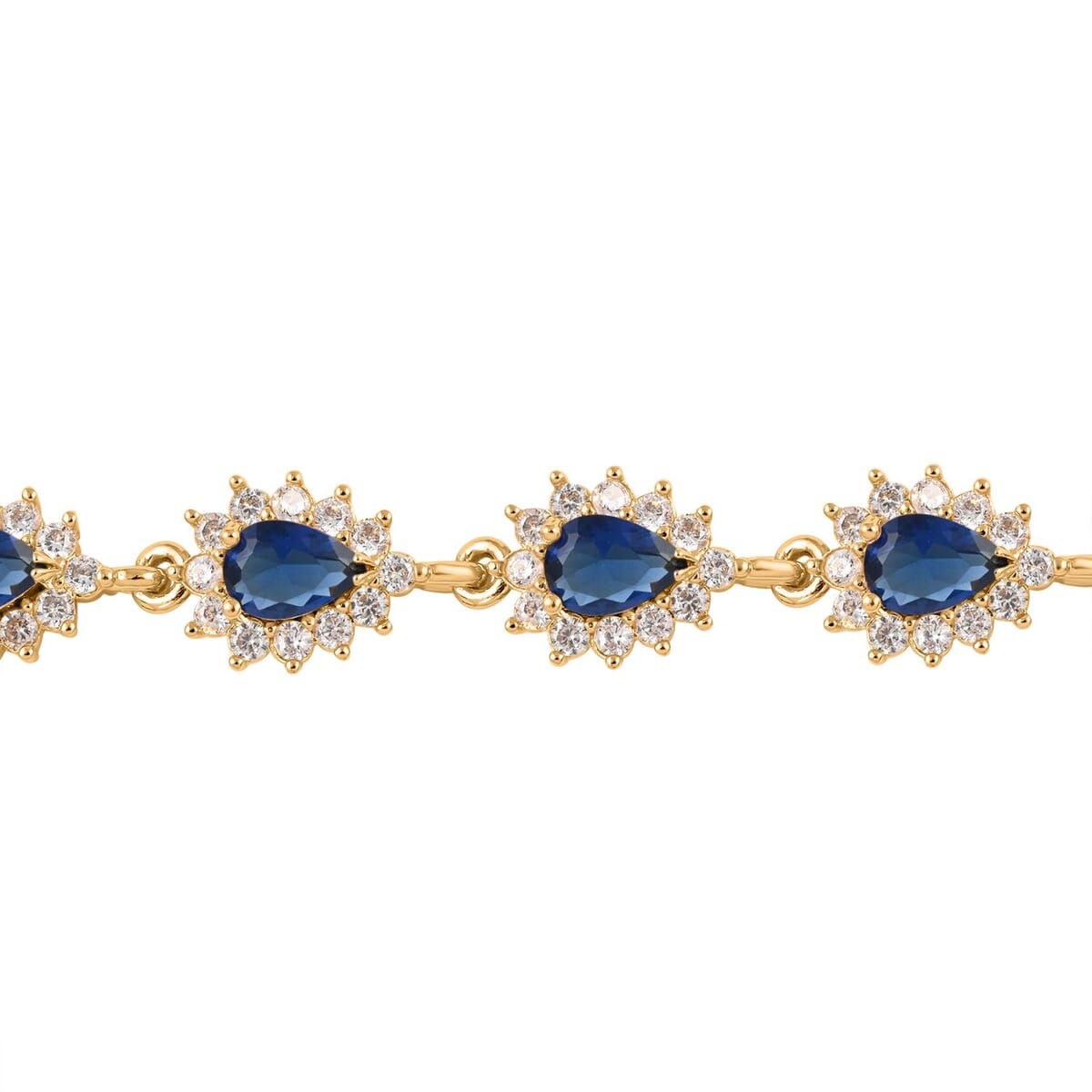 Simulated Blue and White Diamond 7.75 ctw Bracelet in Goldtone (7.50 In) image number 2