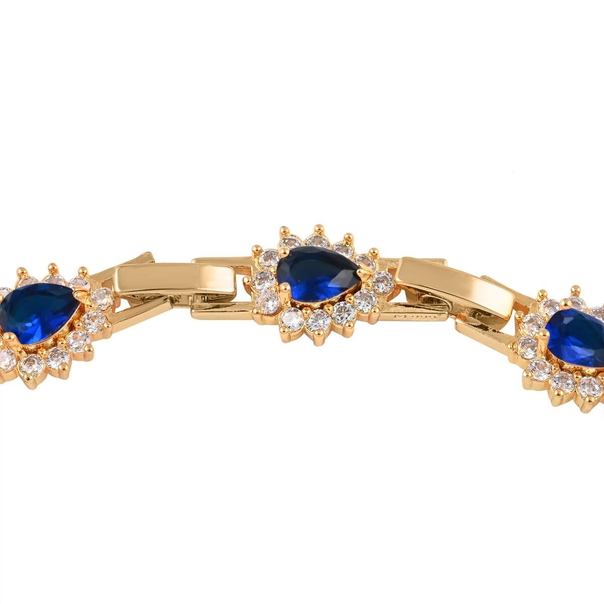 Simulated Blue and White Diamond 7.75 ctw Bracelet in Goldtone (7.50 In) image number 3