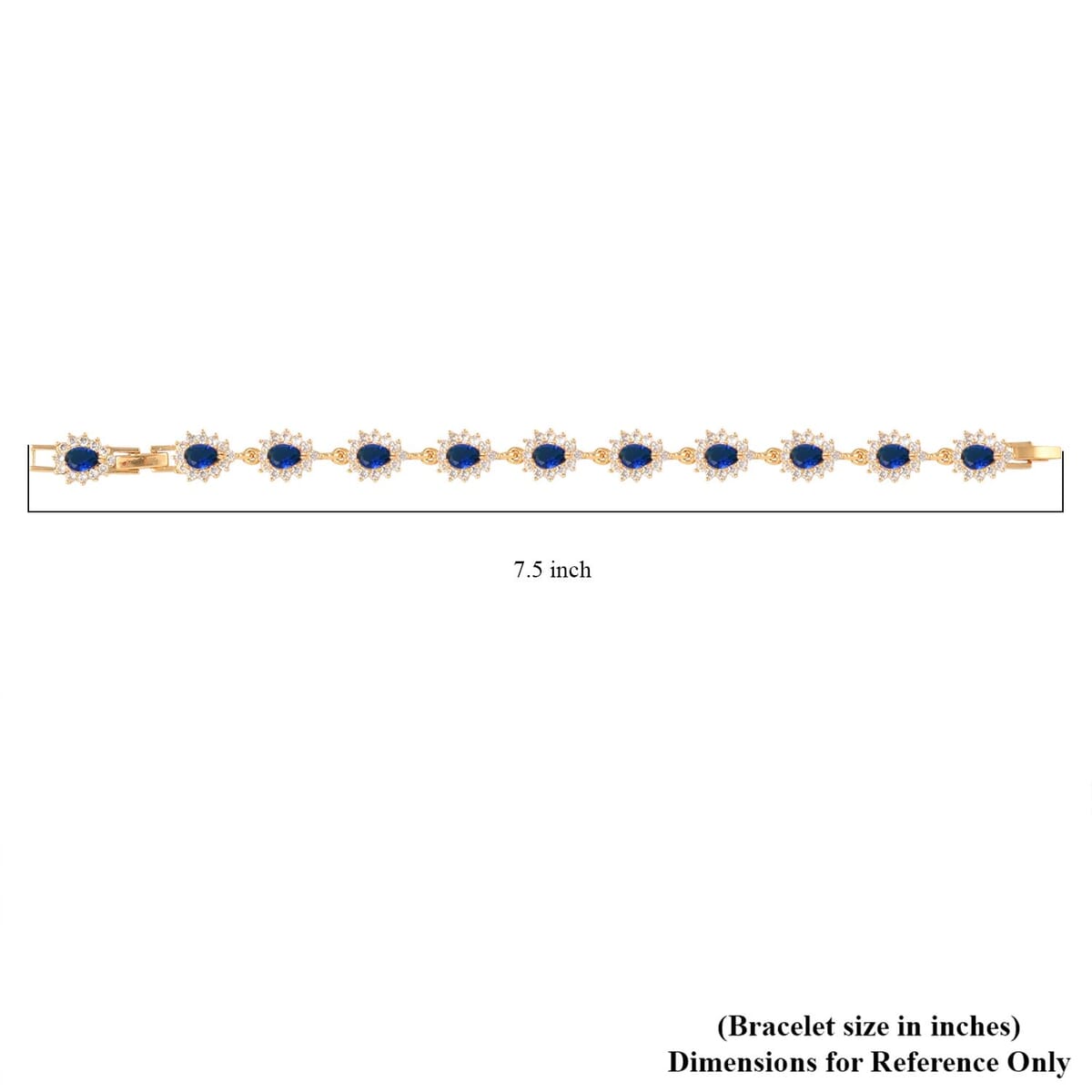 Simulated Blue and White Diamond 7.75 ctw Bracelet in Goldtone (7.50 In) image number 4