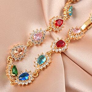 Simulated Multi Color Diamond Bracelet in Goldtone (7.50 In) 7.75 ctw