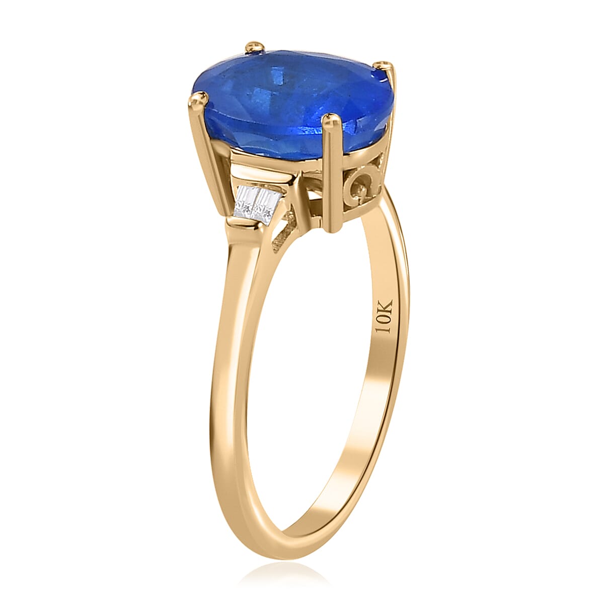 LUXORO 10K Yellow Gold Premium Tanzanian Blue Spinel, Diamond (G-H, I3) Ring (Size 10.0) (2.40 g) 3.15 ctw image number 3