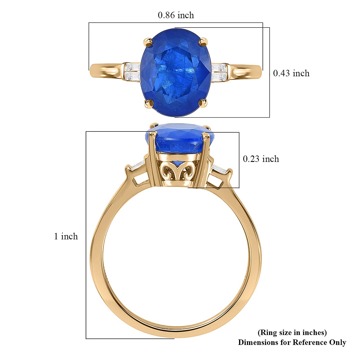 LUXORO 10K Yellow Gold Premium Tanzanian Blue Spinel, Diamond (G-H, I3) Ring (Size 10.0) (2.40 g) 3.15 ctw image number 5