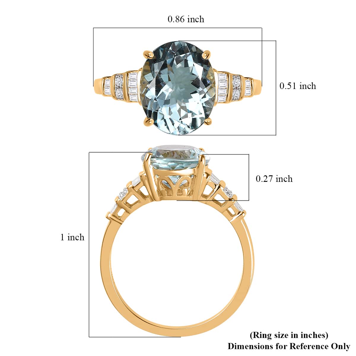 Luxoro 14K Yellow Gold AAA Mangoro Aquamarine and G-H I3 Diamond Ring (Size 6.5) 3.25 ctw image number 5