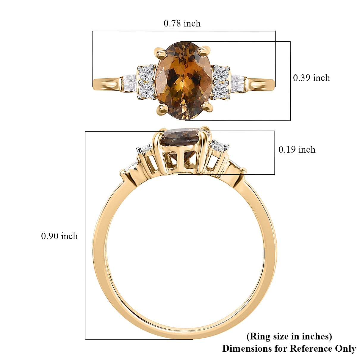 Luxoro 10K Yellow Gold Premium Golden Tanzanite and Diamond Ring (Size 5.0) 1.35 ctw