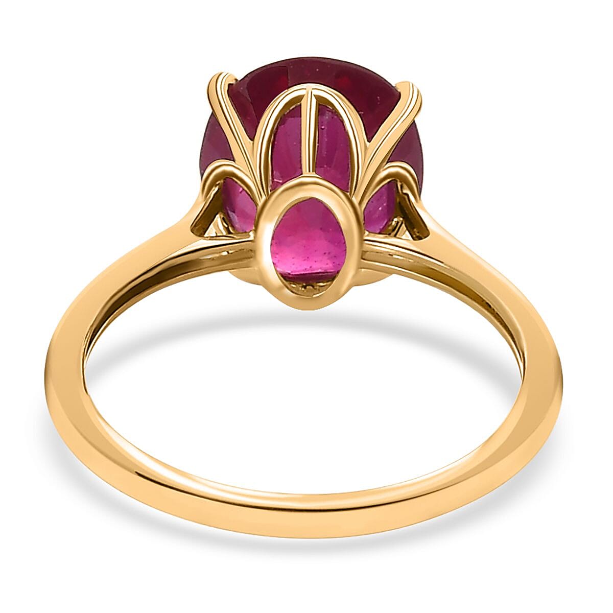 Luxoro Premium Niassa Ruby Solitaire Ring, 10K Yellow Gold Ring, Ruby Ring, Wedding Ring, Rings For Her 5.60 ctw (Size 5)