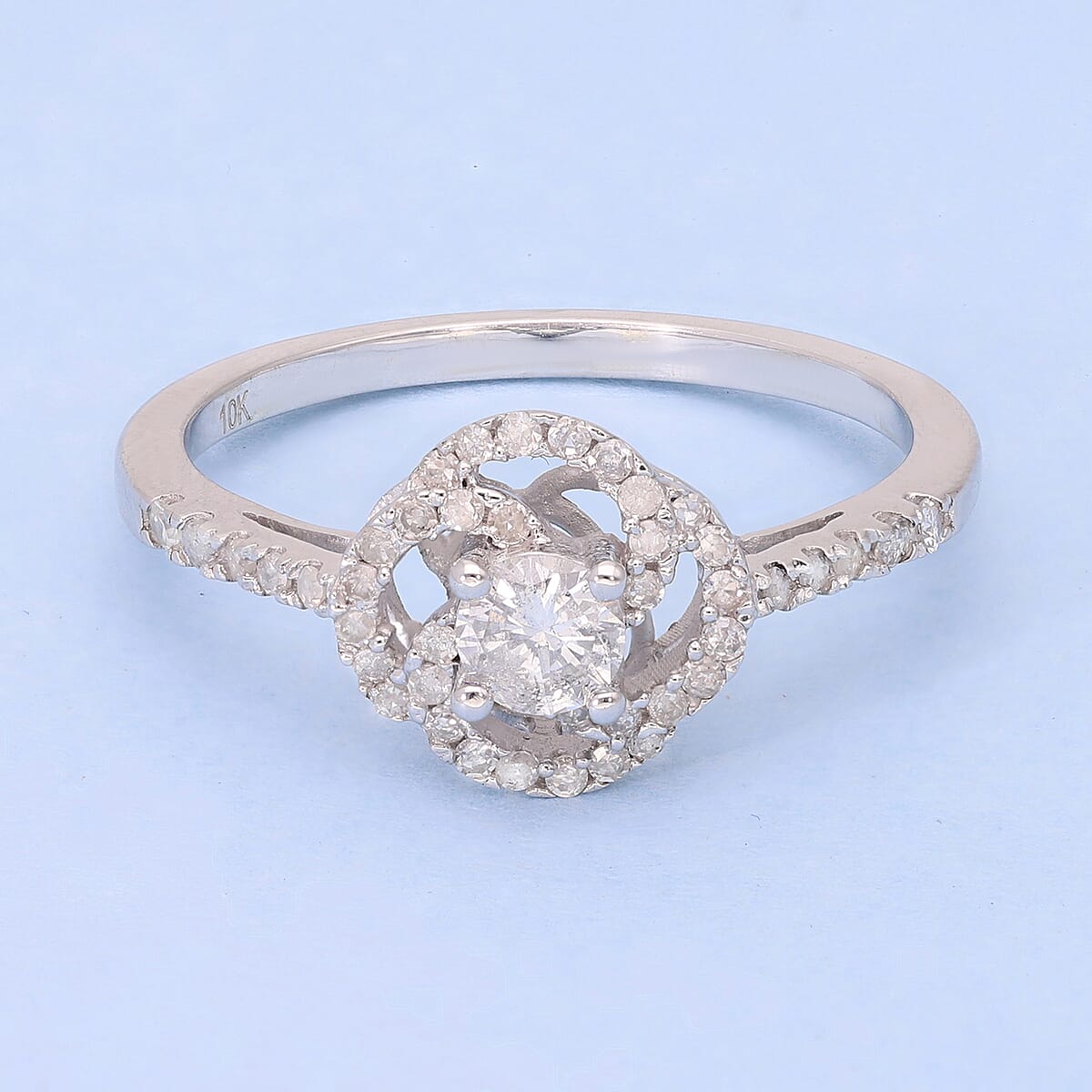 Luxoro 10K White Gold G-H I2-I3 Diamond Ring, Promise Rings (Size 5.5) 0.50 ctw image number 1