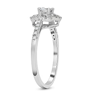 Luxoro 10K White Gold G-H I2-I3 Diamond Ring, Promise Rings (Size 5.5) 0.50 ctw