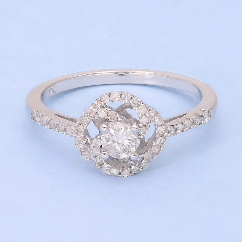 Luxoro 10K White Gold G-H I2-I3 Diamond Ring, Promise Rings (Size 7.5) 0.50 ctw