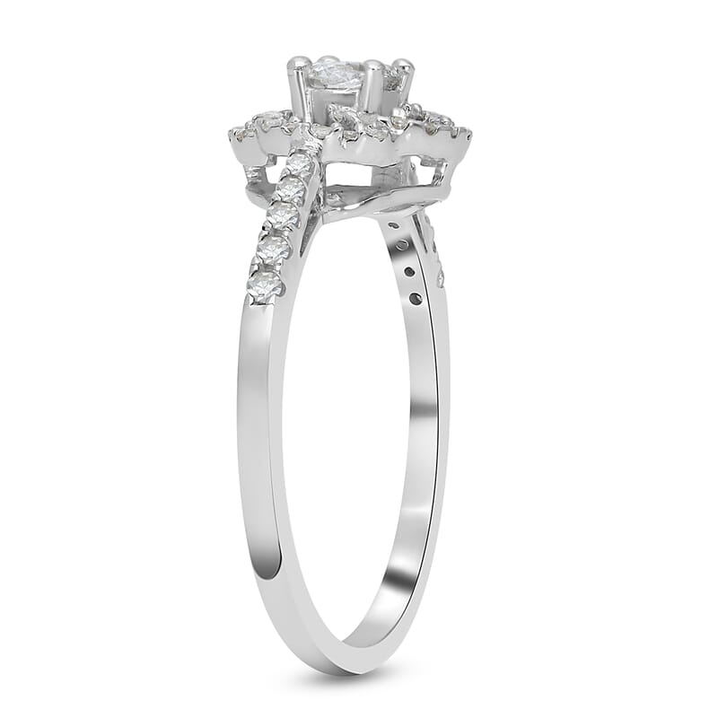 Luxoro 10K White Gold G-H I2-I3 Diamond Ring, Promise Rings (Size 7.5) 0.50 ctw