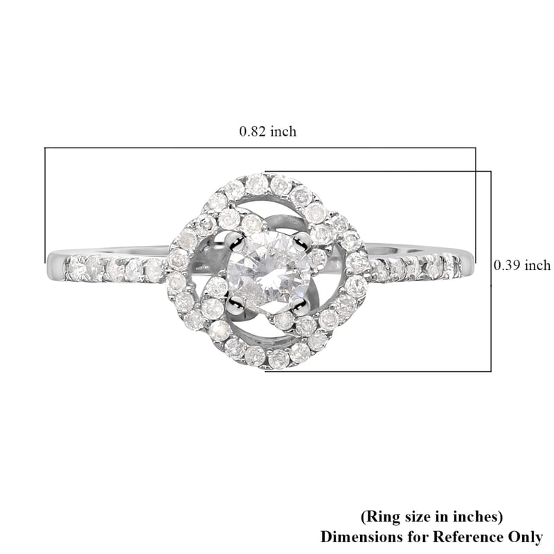Luxoro 10K White Gold G-H I2-I3 Diamond Ring, Promise Rings (Size 7.5) 0.50 ctw