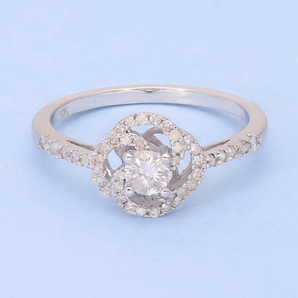 Luxoro 10K White Gold G-H I2-I3 Diamond Ring (Size 9.5) 0.50 ctw image number 1
