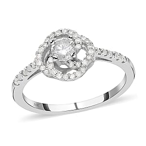 Luxoro 10K White Gold G-H I2-I3 Diamond Ring, Promise Rings (Size 12.0) 0.50 ctw