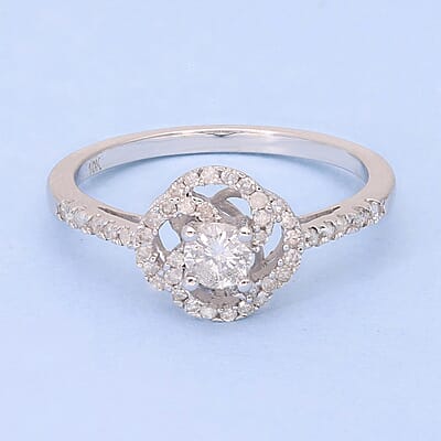Luxoro 10K White Gold G-H I2-I3 Diamond Ring, Promise Rings (Size 12.0) 0.50 ctw