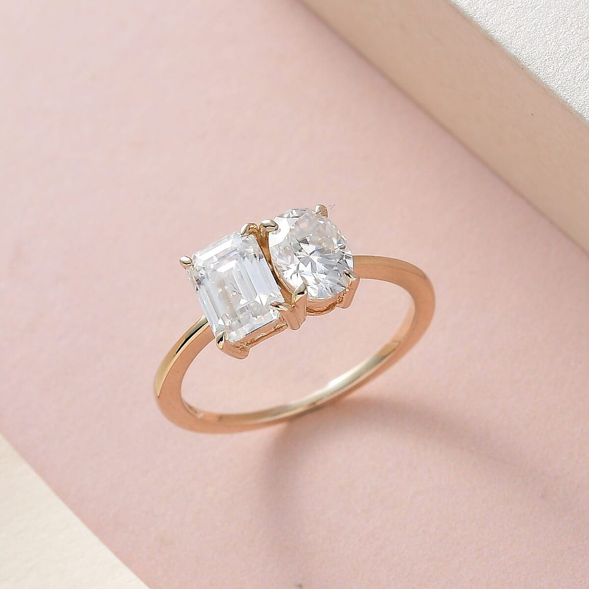 Luxoro 10K Yellow Gold Moissanite Toi Et Moi Ring 2.15 ctw (Size 7.5) image number 1