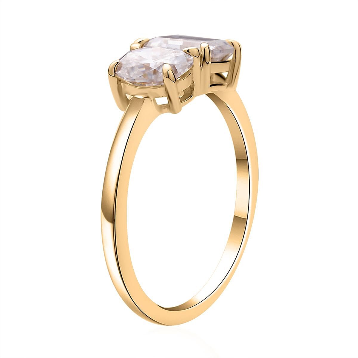Luxoro 10K Yellow Gold Moissanite Toi Et Moi Ring 2.15 ctw (Size 7.5) image number 3