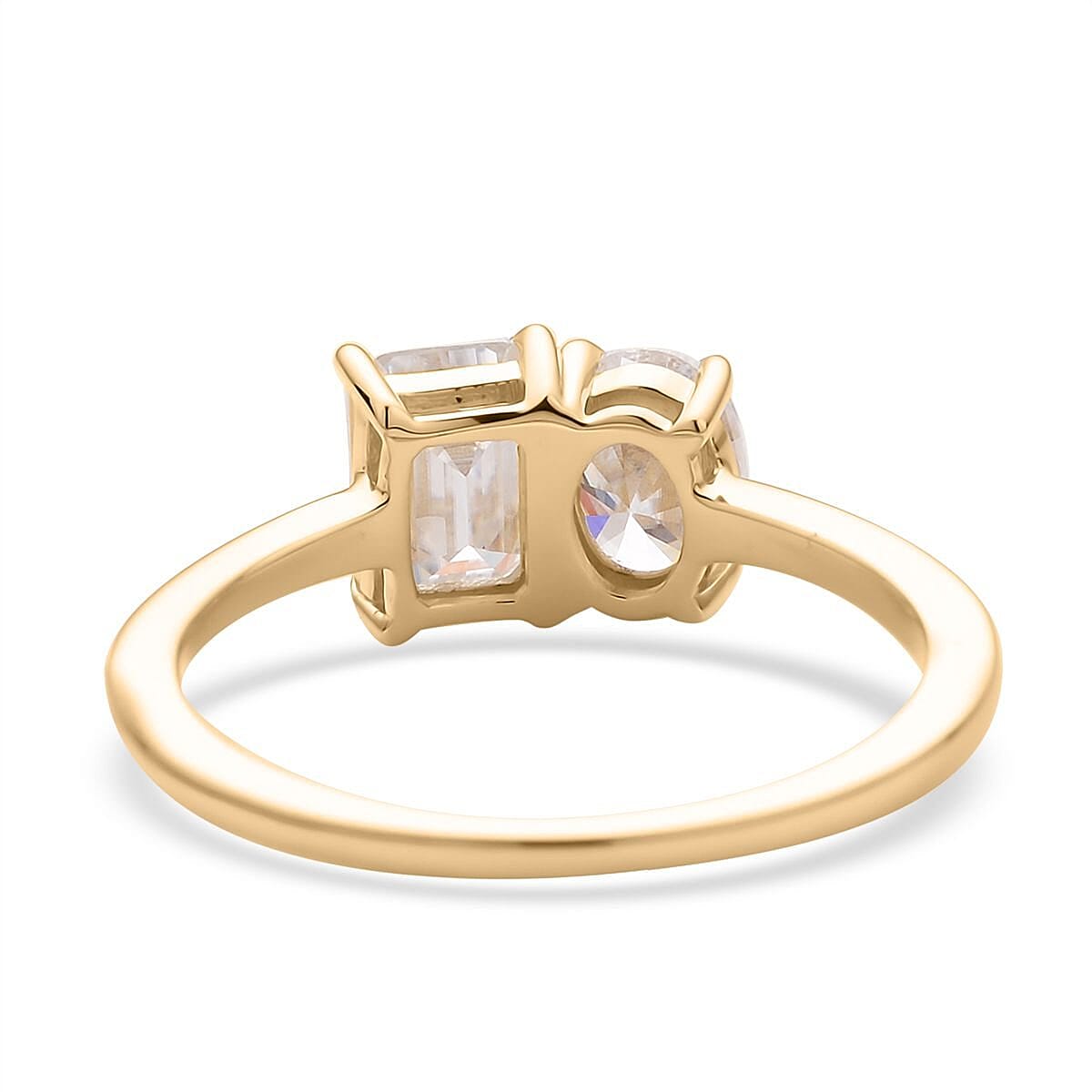 Luxoro 10K Yellow Gold Moissanite Toi Et Moi Ring 2.15 ctw (Size 7.5) image number 4