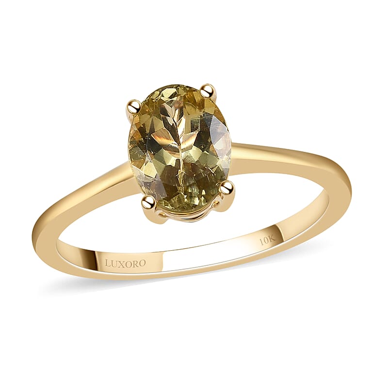Luxoro 10K Yellow Gold Premium Canary Yellow Apatite Solitaire Ring (Size 5.0) 1.25 ctw