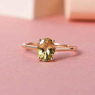 Luxoro 10K Yellow Gold Premium Canary Yellow Apatite Solitaire Ring (Size 5.0) 1.25 ctw