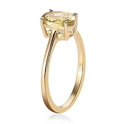 Luxoro 10K Yellow Gold Premium Canary Yellow Apatite Solitaire Ring (Size 5.0) 1.25 ctw