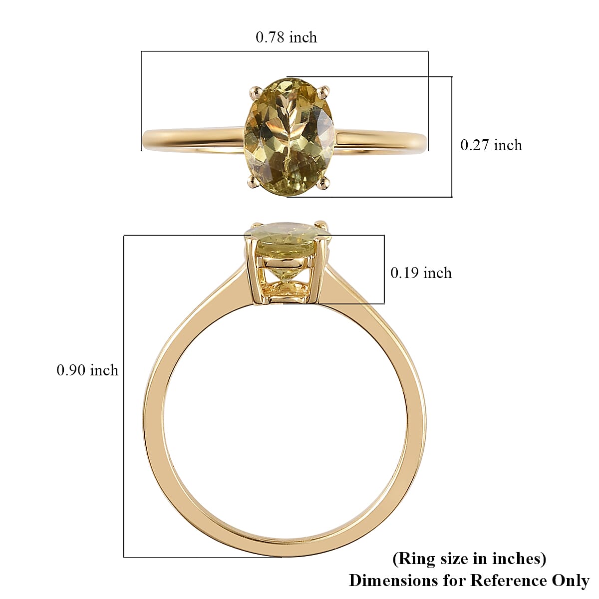 Luxoro 10K Yellow Gold Premium Canary Yellow Apatite Solitaire Ring (Size 5.5) 1.25 ctw image number 5