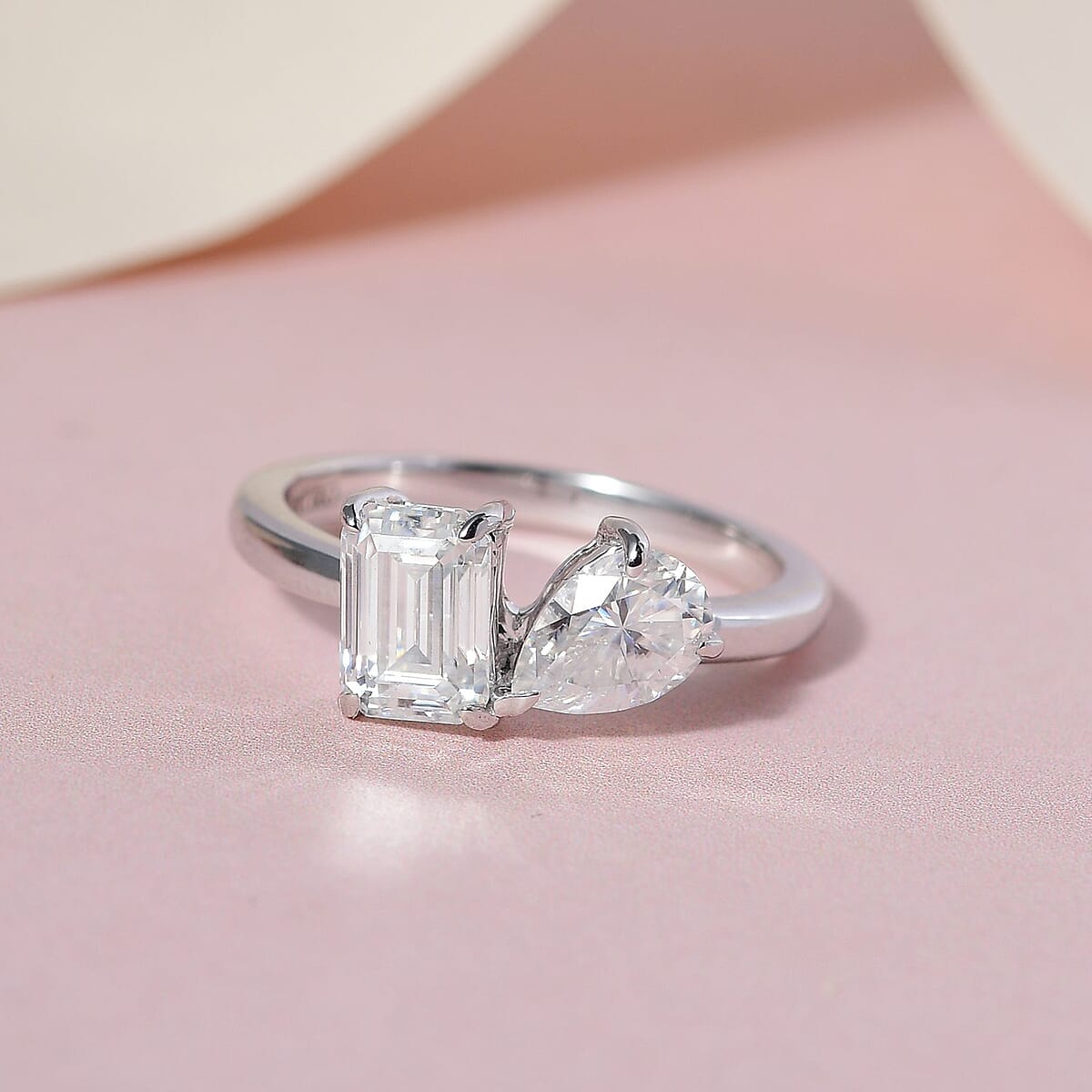 Luxoro 10K White Gold Moissanite Ring (Size 6.5) 1.75 ctw image number 1