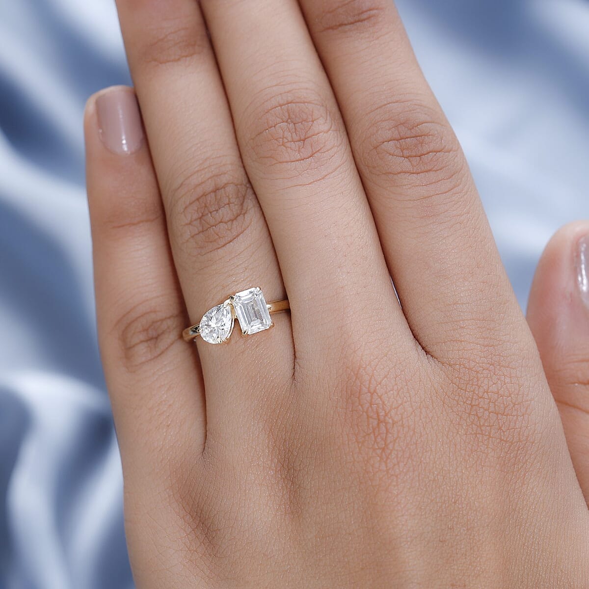 Luxoro 10K Yellow Gold Moissanite Ring (Size 8.5) 1.75 ctw image number 2