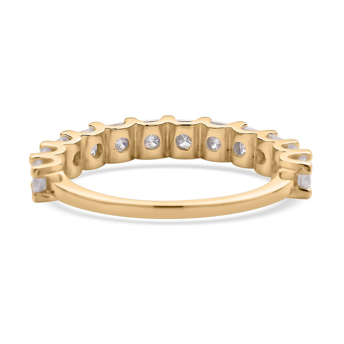 LUXORO 10K Yellow Gold Moissanite Half Eternity Band Ring (Size 5.0) (2.25 g) 1.90 ctw