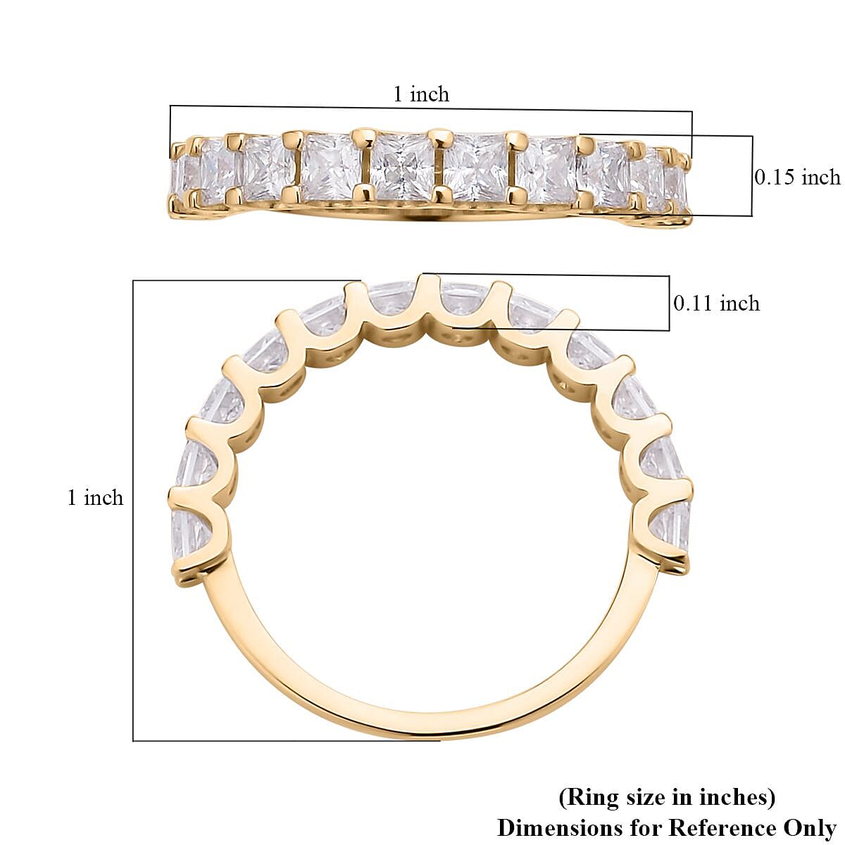 LUXORO 10K Yellow Gold Moissanite Half Eternity Band Ring (Size 5.0) (2.25 g) 1.90 ctw
