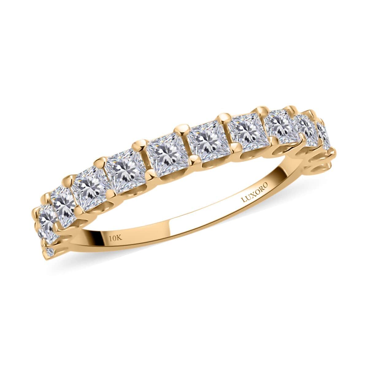 Luxoro 10K Yellow Gold Moissanite Half Eternity Band Ring (Size 6.5) 1.90 ctw image number 0