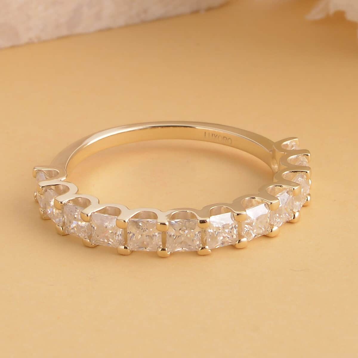 Luxoro 10K Yellow Gold Moissanite Half Eternity Band Ring (Size 6.5) 1.90 ctw image number 1