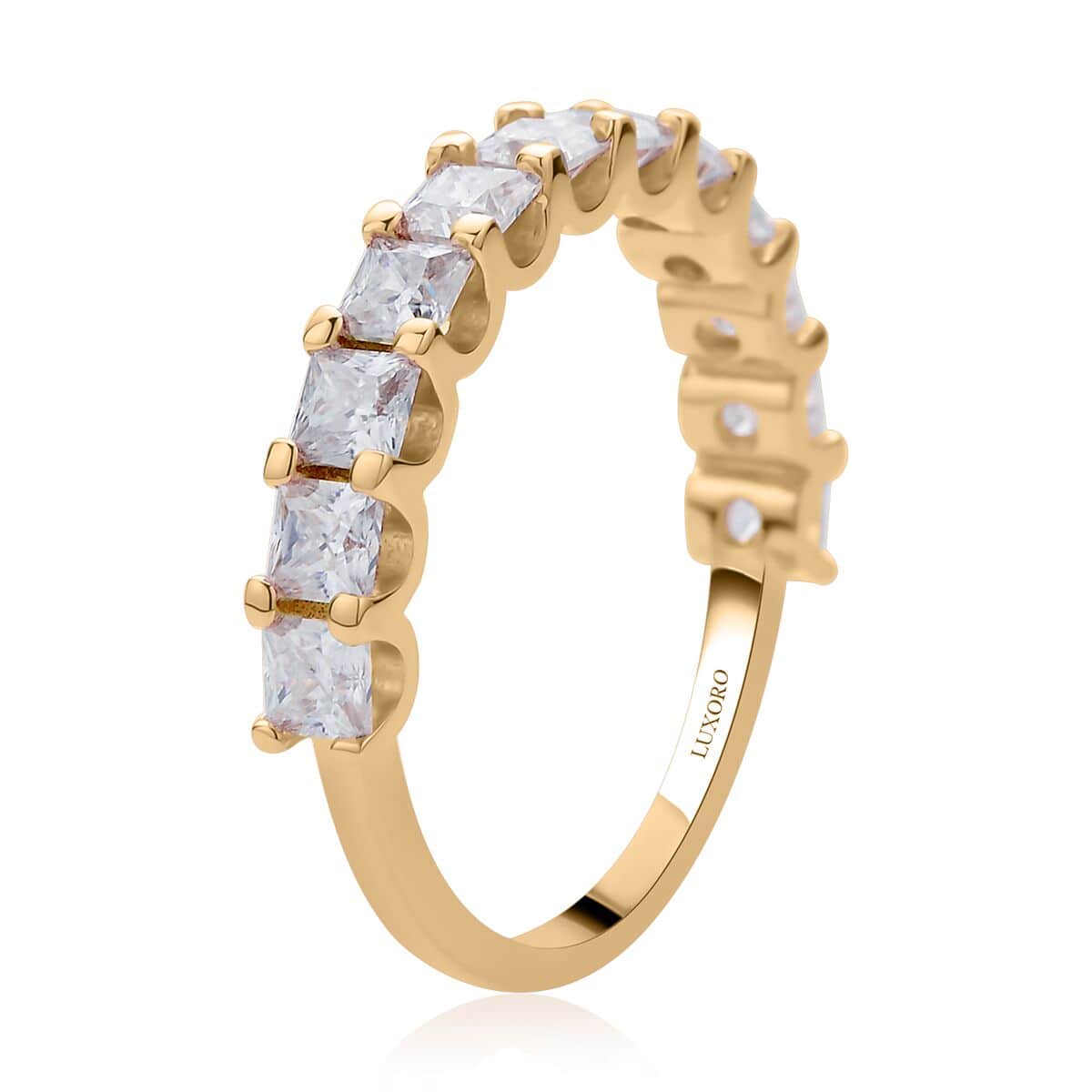Luxoro 10K Yellow Gold Moissanite Half Eternity Band Ring (Size 6.5) 1.90 ctw image number 3