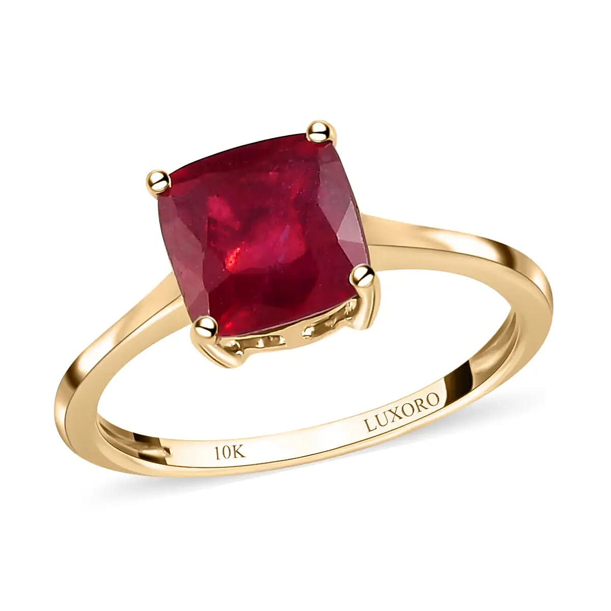 Buy Luxoro Premium Niassa Ruby ctw Solitaire Ring, 10K Yellow