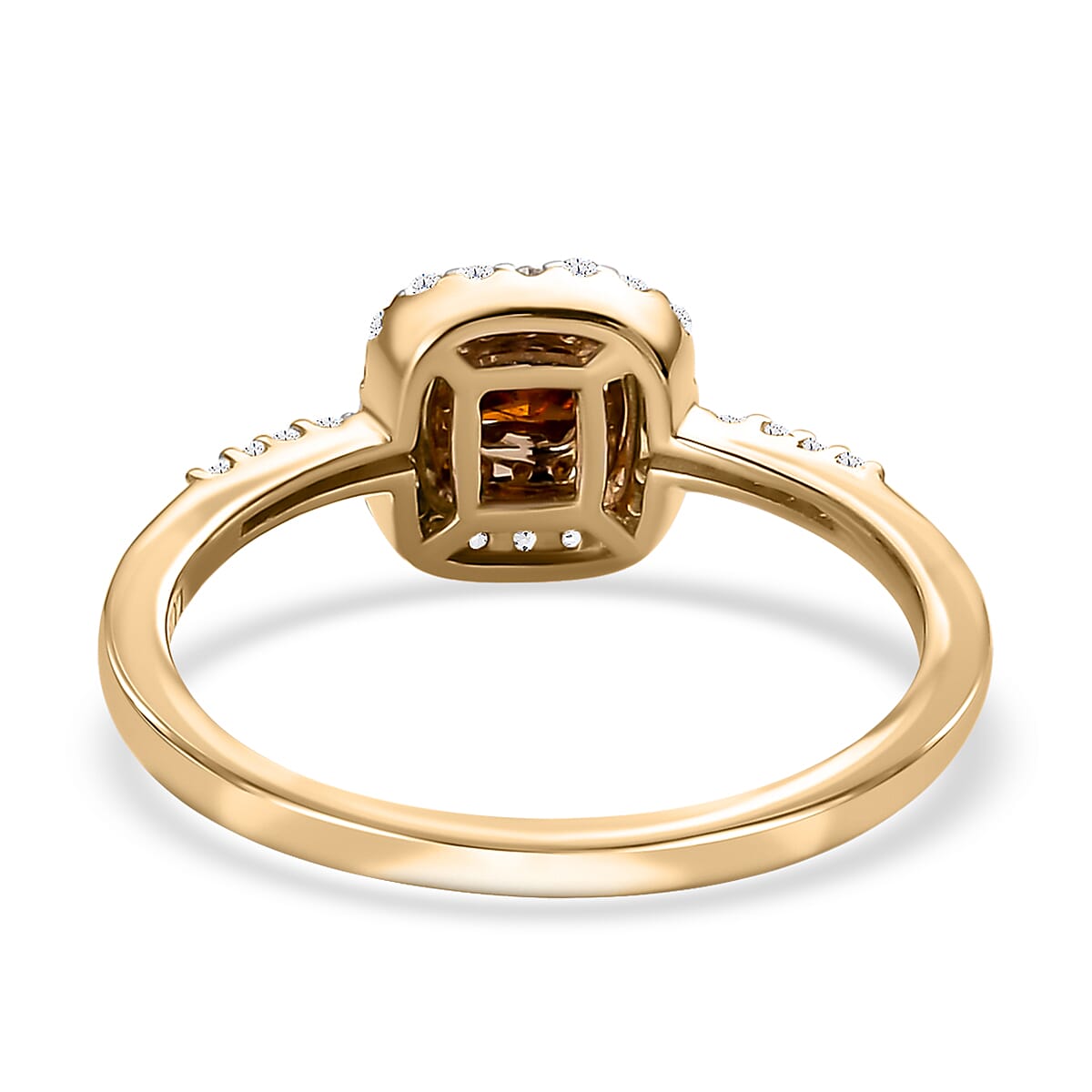Luxoro 10K Yellow Gold Princess Cut Orange Diamond and White Diamond Halo Ring (Size 8.5) 0.50 ctw image number 4