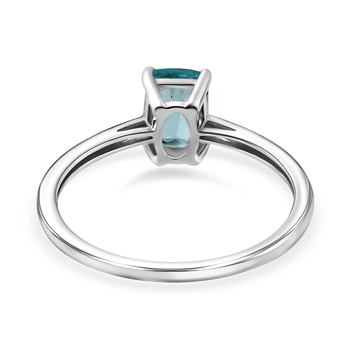 Luxoro 10K White Gold Premium Madagascar Paraiba Apatite Solitaire Ring (Size 10.5) 0.90 ctw image number 4