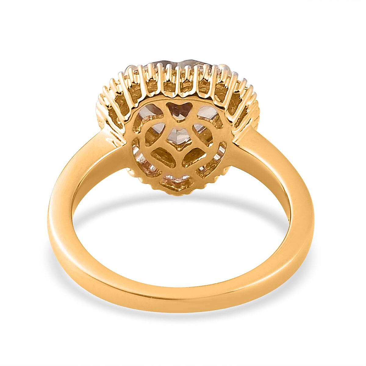 Iliana 18K Yellow Gold AAA Turkizite and G-H SI Diamond Heart Halo Ring (Size 11.0) 4.65 Grams 2.25 ctw