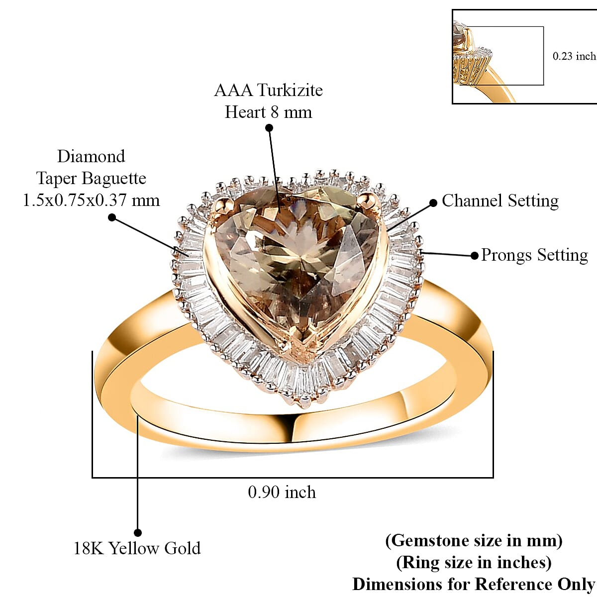 Iliana 18K Yellow Gold AAA Turkizite and G-H SI Diamond Heart Halo Ring (Size 11.0) 4.65 Grams 2.25 ctw
