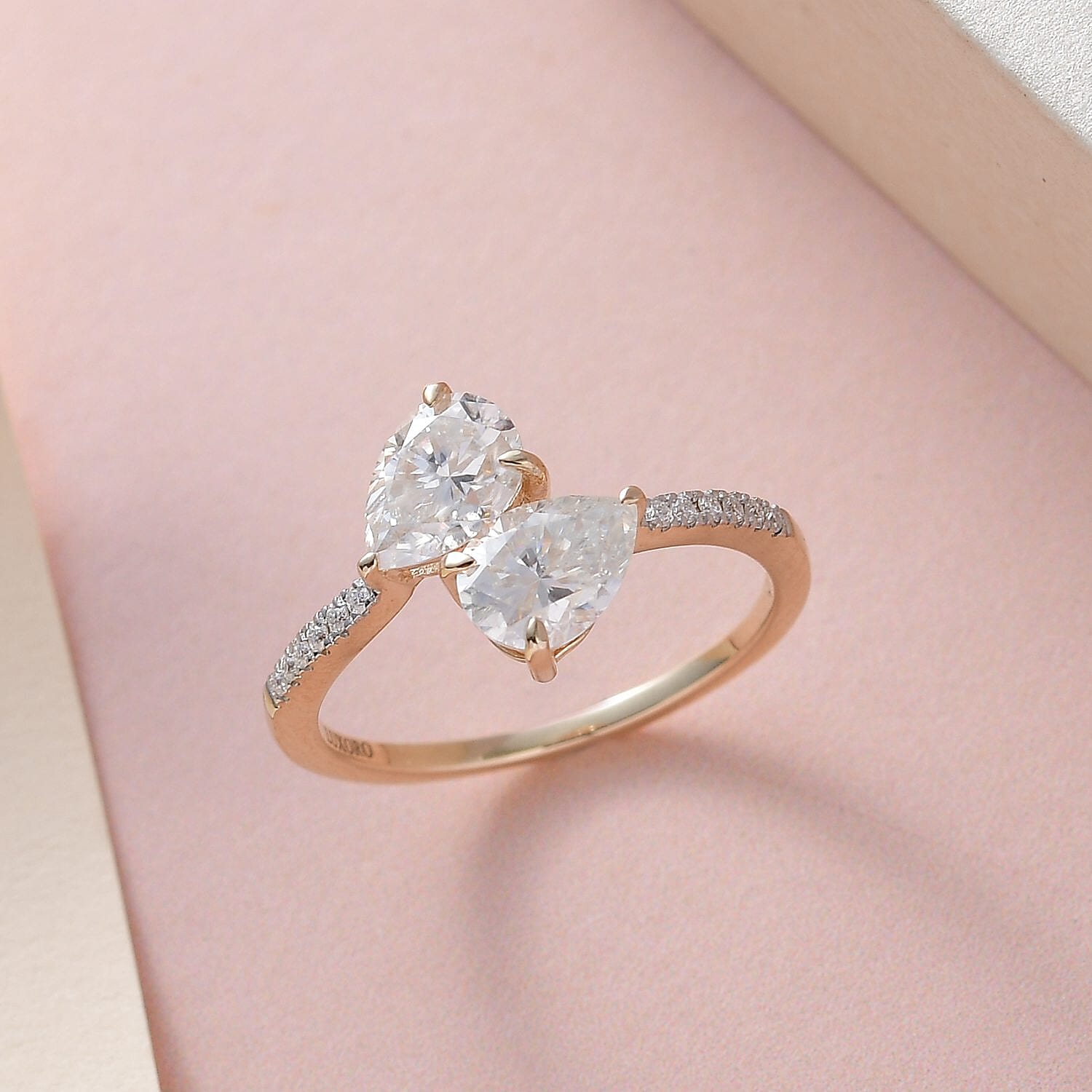 Luxoro 10K Yellow Gold Moissanite Bypass Ring (Size 5.0) 1.50 ctw