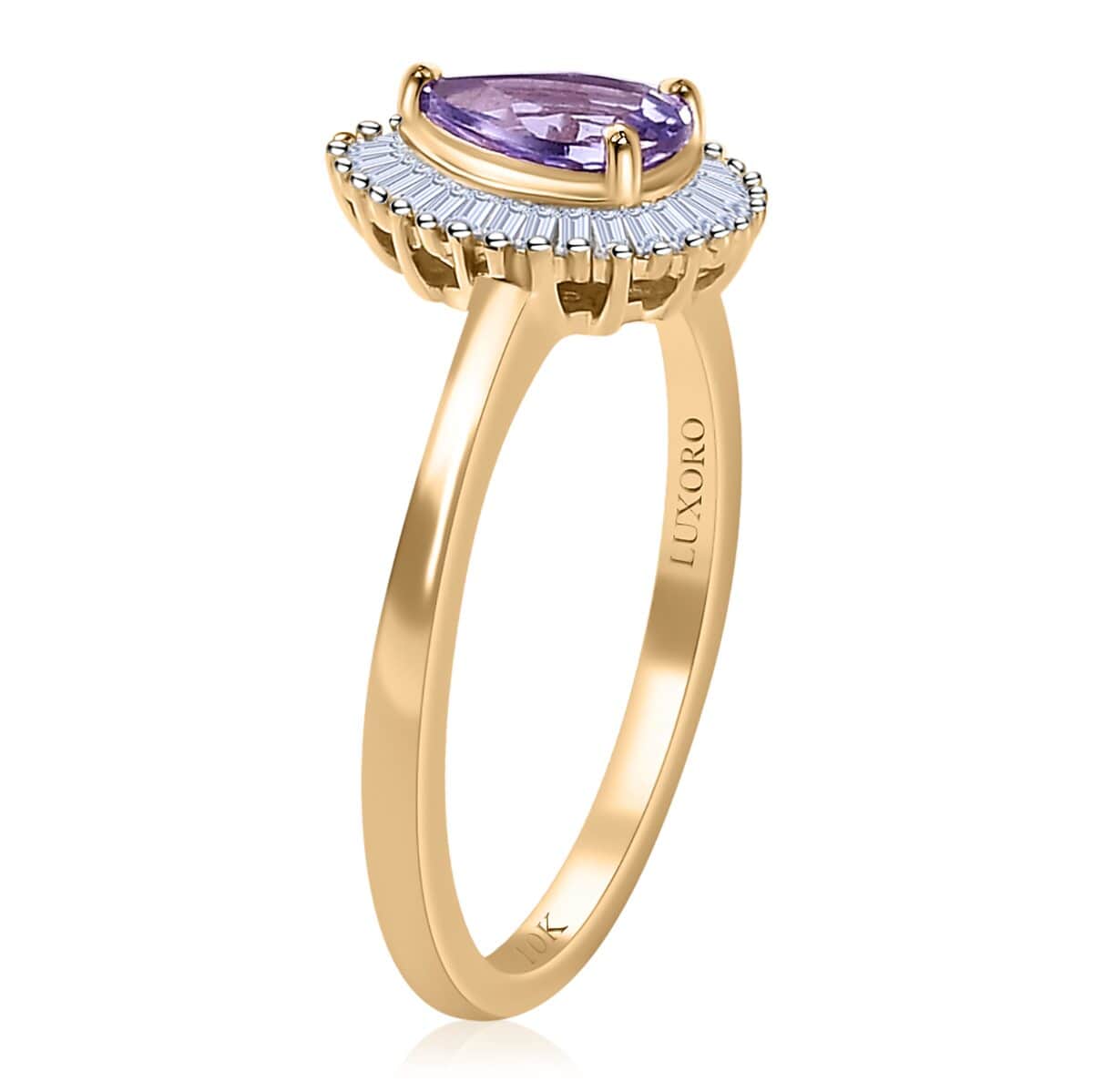 Luxoro 10K Rose Gold Premium Madagascar Purple Sapphire and G-H I3 Diamond Ring (Size 10.0) 1.00 ctw image number 3