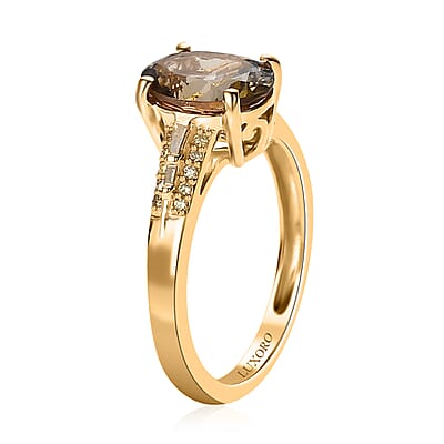 Luxoro 14K Yellow Gold Premium Golden Tanzanite and I3 Natural Yellow Diamond Ring (Size 5.0) 2.00 ctw