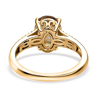 Luxoro 14K Yellow Gold Premium Golden Tanzanite and I3 Natural Yellow Diamond Ring (Size 5.0) 2.00 ctw