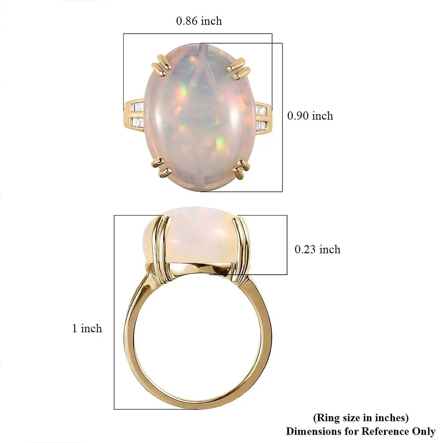 Luxoro 10K Yellow Gold AAA Ethiopian Welo Opal and G-H I3 Diamond Ring (Size 5.0) 11.65 ctw