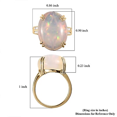 Luxoro 10K Yellow Gold AAA Ethiopian Welo Opal and G-H I3 Diamond Ring (Size 5.0) 11.65 ctw