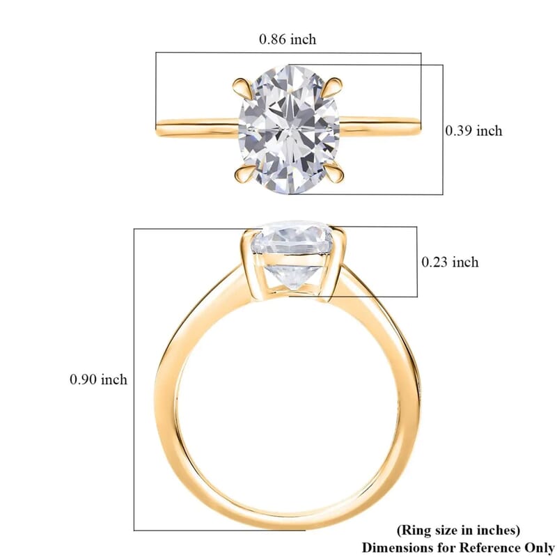 Luxoro 10K Yellow Gold Moissanite Solitaire Ring, Oval Engagement Ring (Size 5.0) 2 Grams 2.00 ctw