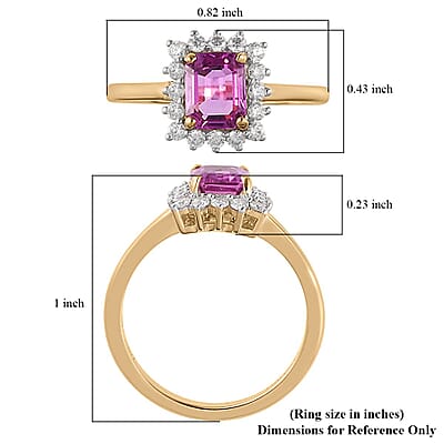 LUXORO 10K Rose Gold AAA Madagascar Pink Sapphire and Moissanite Halo Ring (Size 5.0) 1.40 ctw