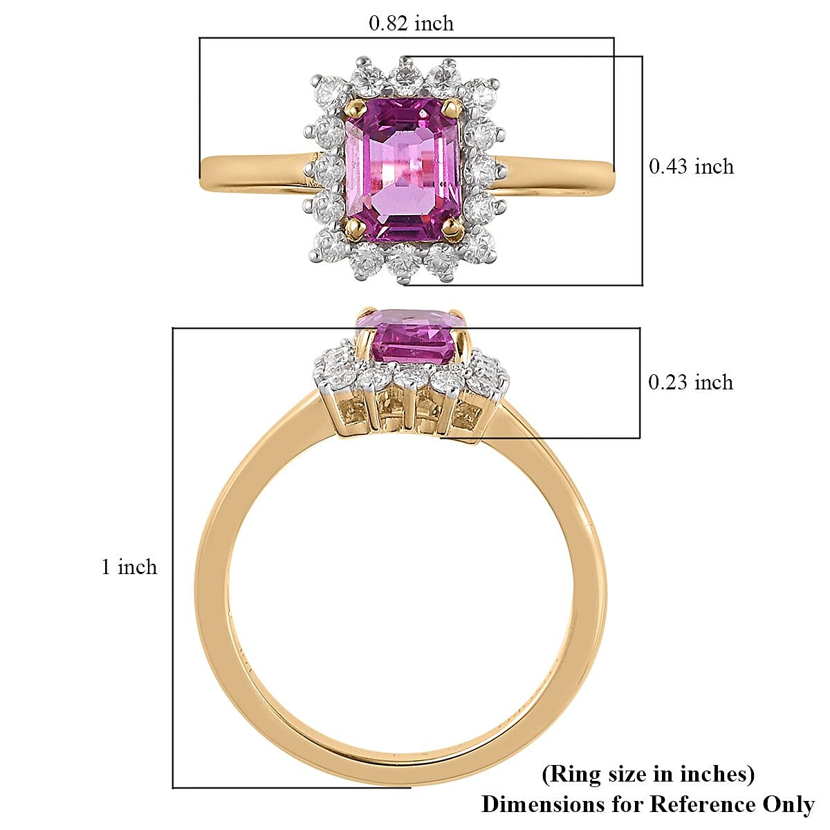 Luxoro 10K Rose Gold AAA Madagascar Pink Sapphire and Moissanite Halo Ring (Size 11.5) 1.40 ctw image number 5