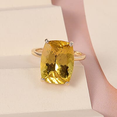 Luxoro 10K Yellow Gold Premium Brazilian Golden Apatite Solitaire Ring (Size 5.0) 11.10 ctw