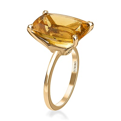 Luxoro 10K Yellow Gold Premium Brazilian Golden Apatite Solitaire Ring (Size 5.0) 11.10 ctw