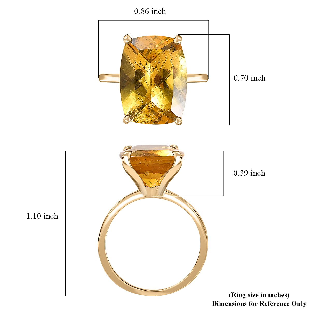 Luxoro 10K Yellow Gold Premium Brazilian Golden Apatite Solitaire Ring (Size 5.0) 11.10 ctw