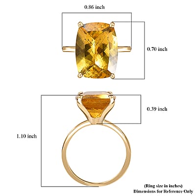 Luxoro 10K Yellow Gold Premium Brazilian Golden Apatite Solitaire Ring (Size 5.0) 11.10 ctw