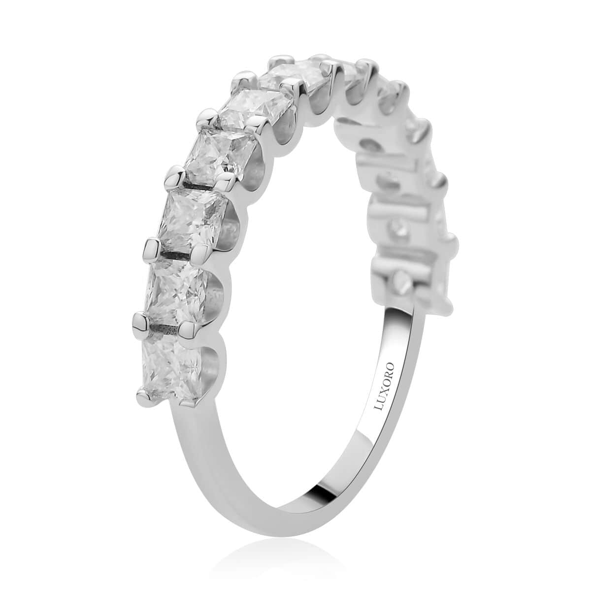 Luxoro 10K White Gold Moissanite Half Eternity Band Ring (Size 6.5) 1.90 ctw image number 3